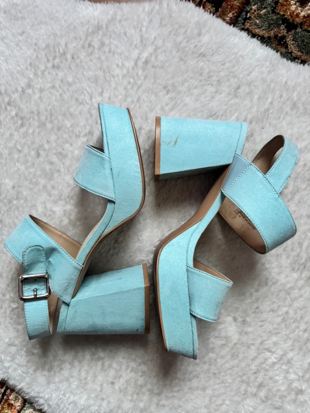 Urban Outfitters Aqua Platform Block Heel Sandals